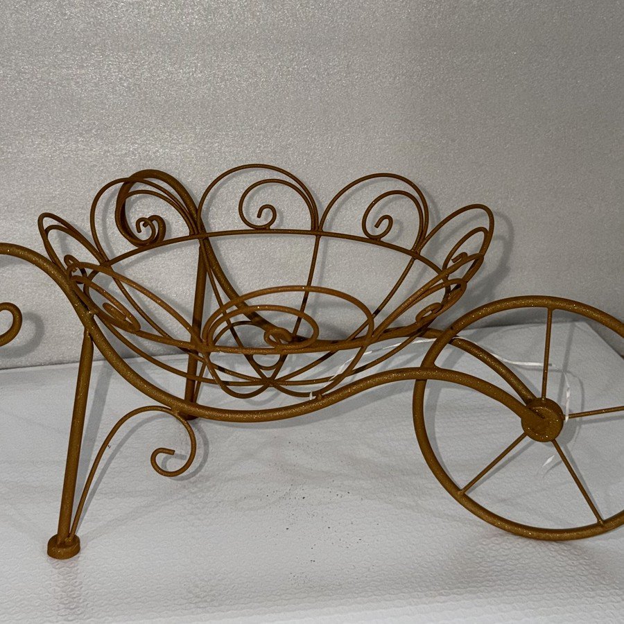 Wrought iron wagon planter