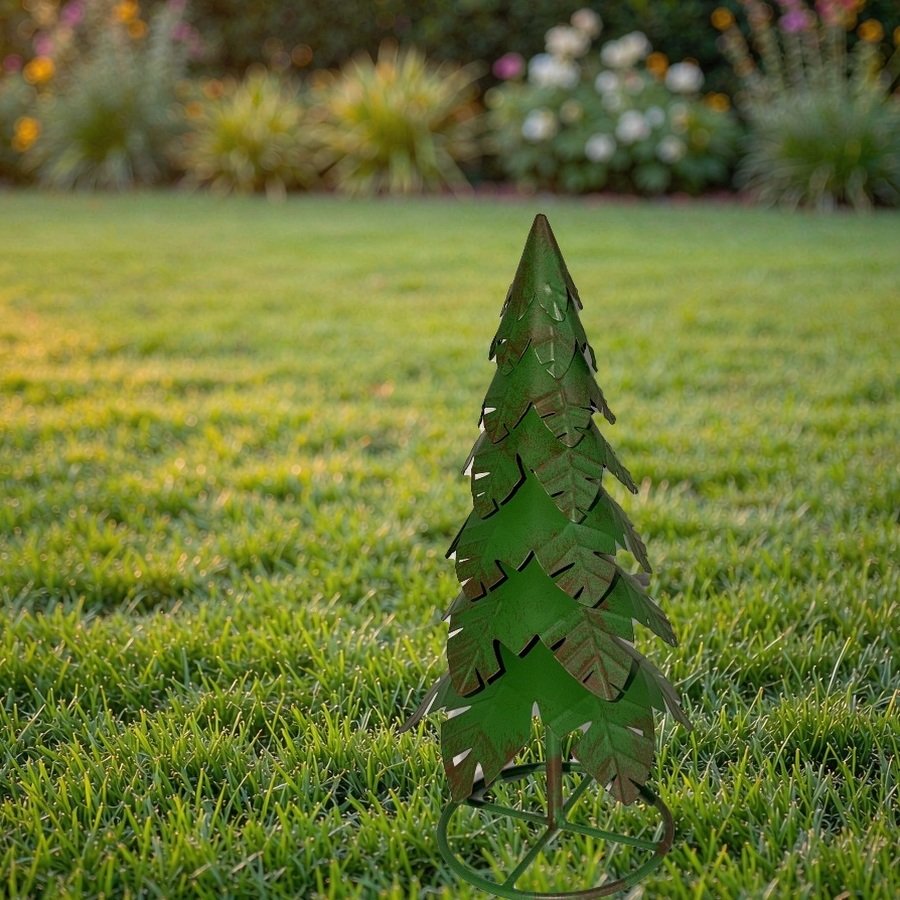Metal Christmas tree garden stake