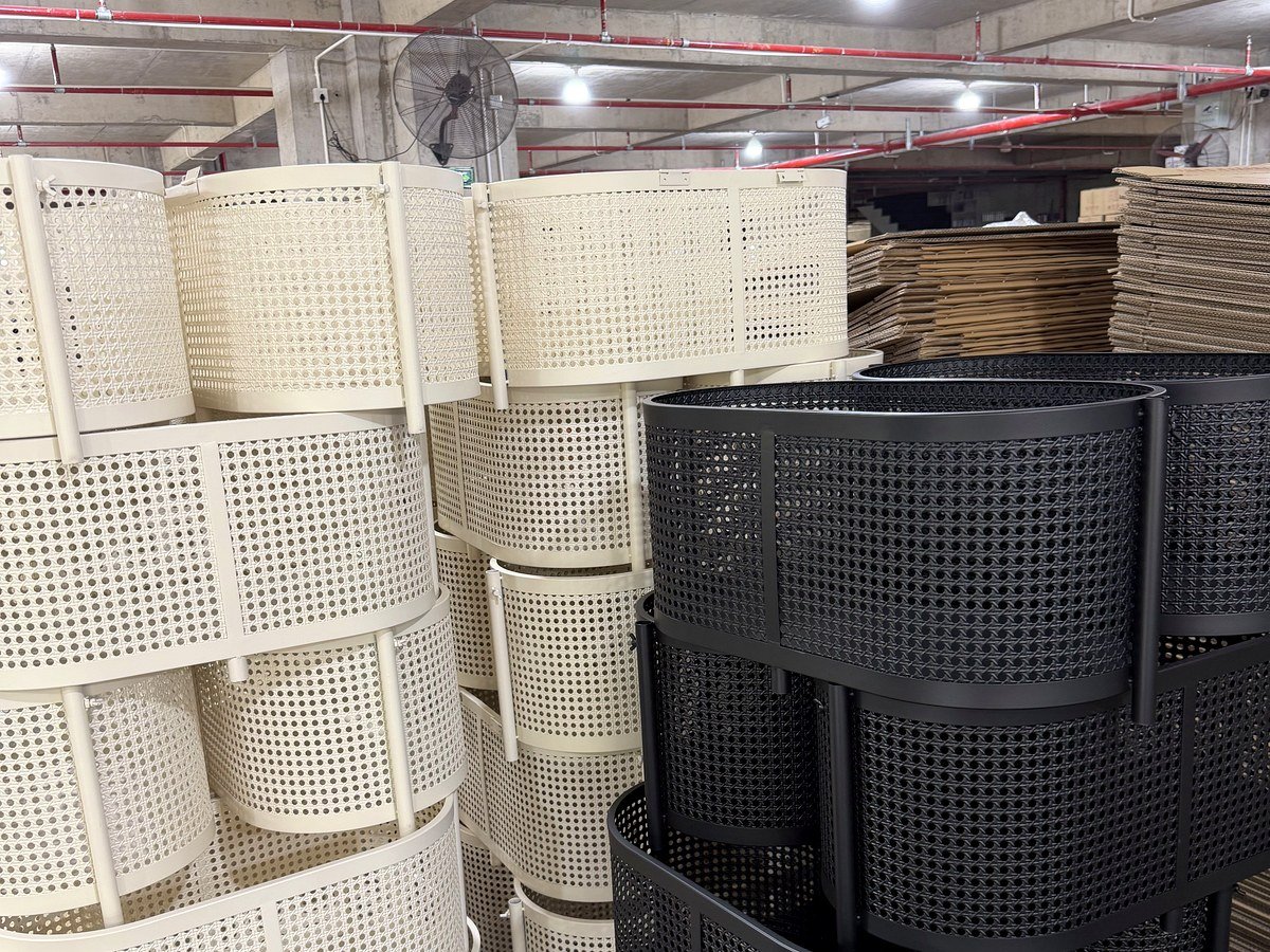 Powder-coated baskets ready for shipment